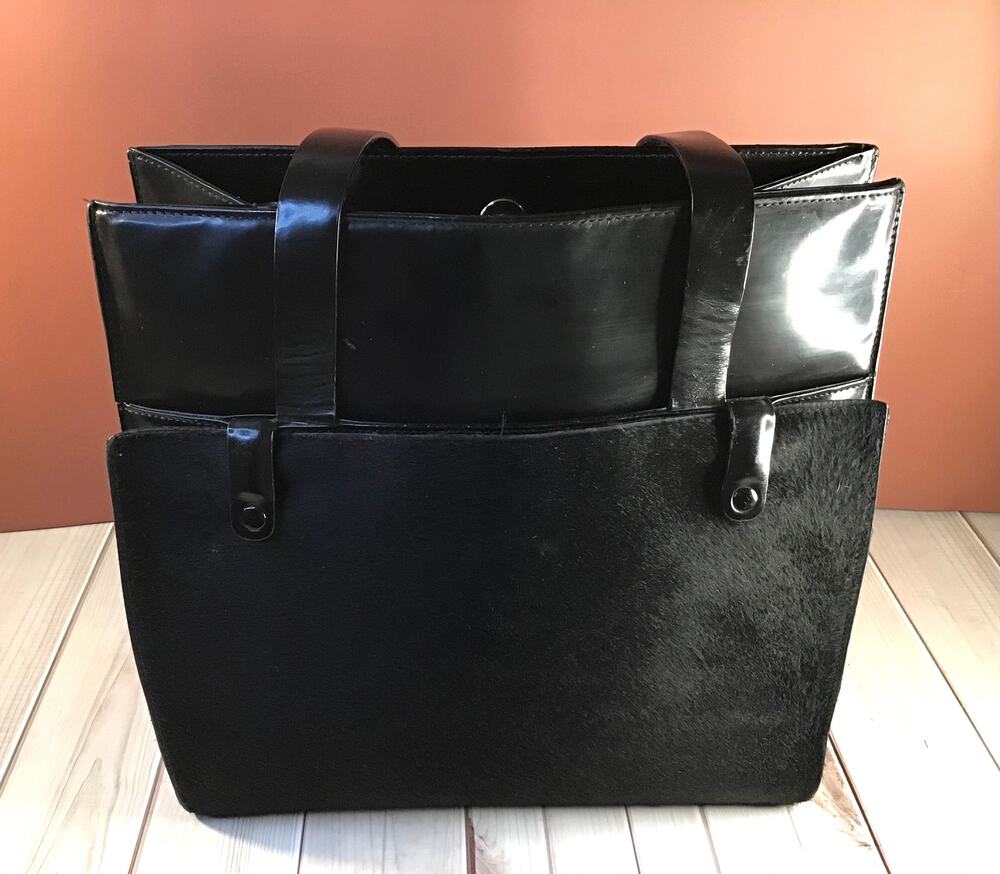 Vintage Desmo Black Leather and Calf Hair Made in Italy Handbag